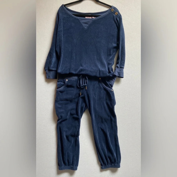 Juicy Couture Pants - Juicy Couture Blue Terry Capri Romper Jumpsuit 3/4 sleeve Sz M